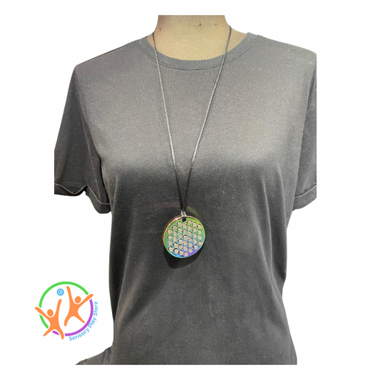 Mannequin wearing oilslick Hailstorm necklace