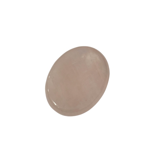 Rose quartz rubbing stone by Kaiko a natural polished worry stone with thumb indent for calming sensory fidget use.