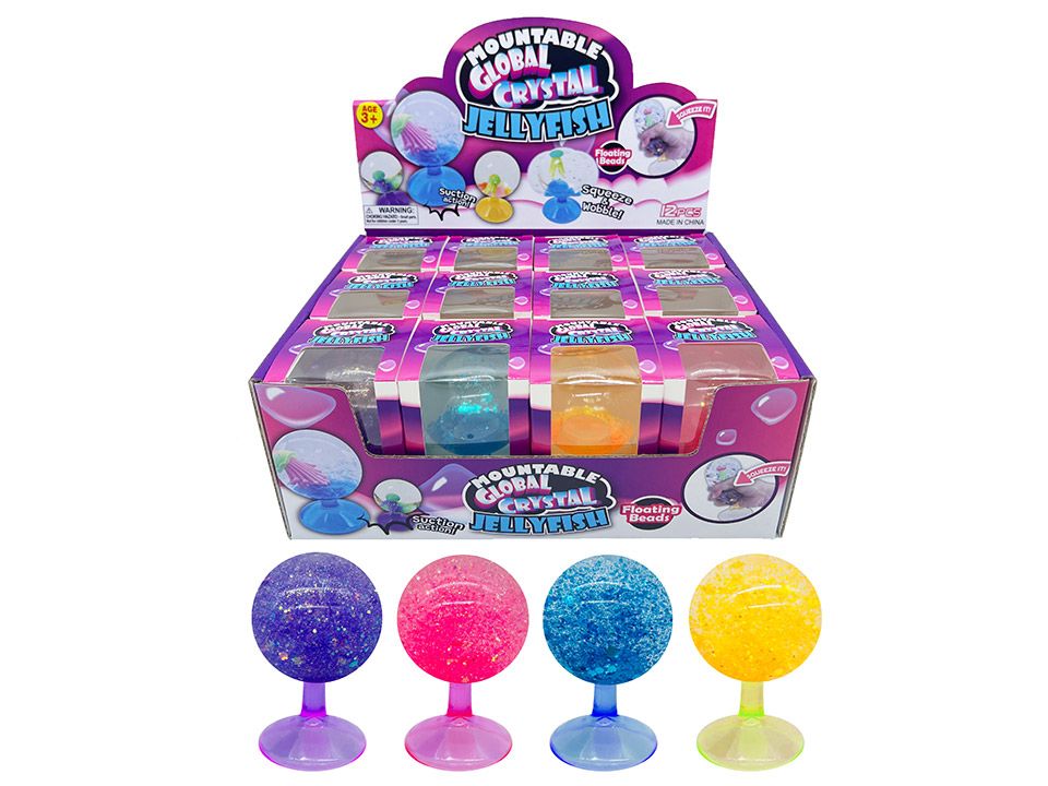 Squeeze Suction Mount Glitter Globe