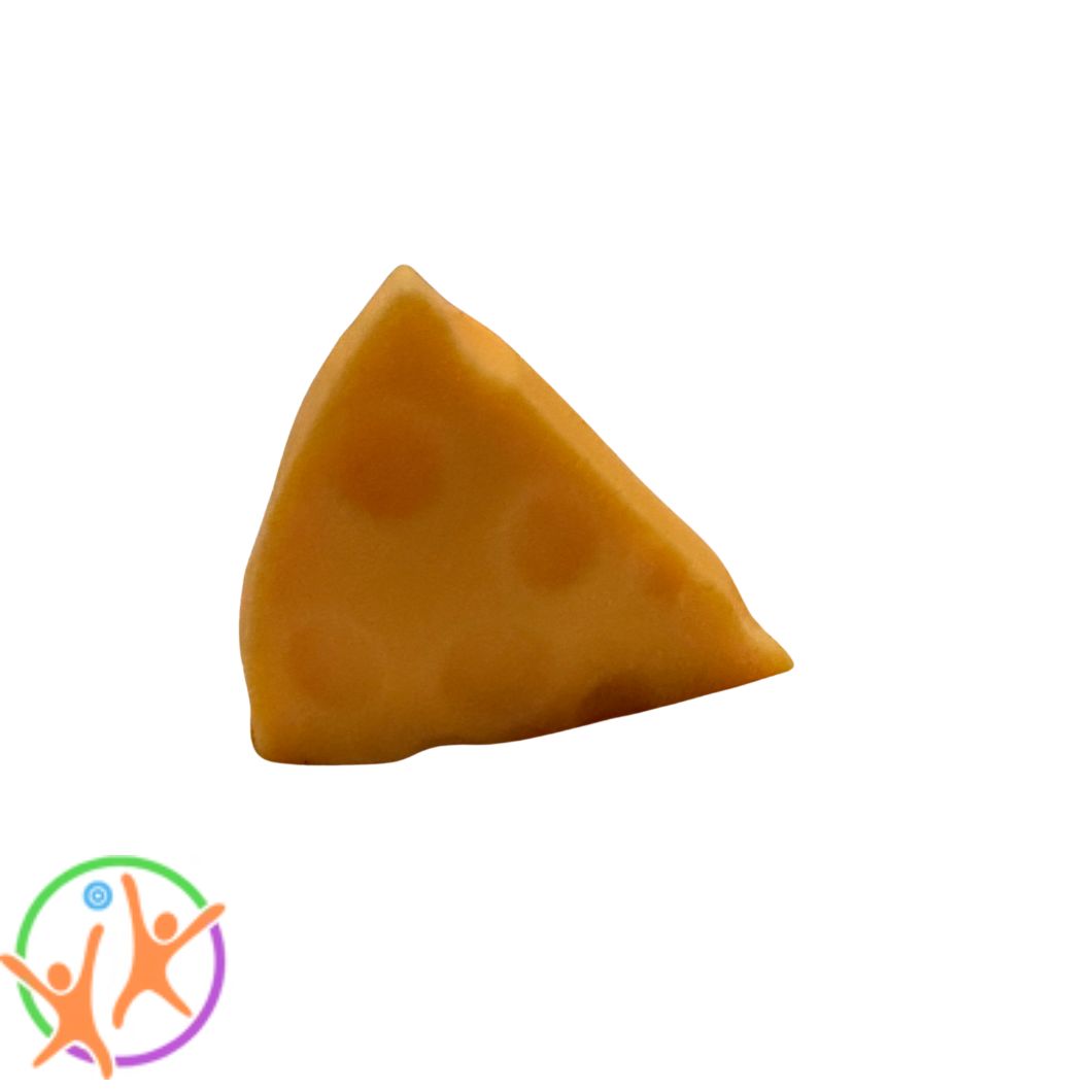 A single wedge-shaped yellow cheese squishy toy